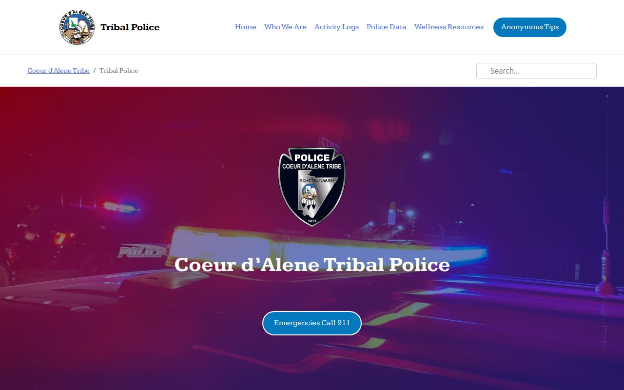 Benewah County Tensed area Coeur d'Alene Tribal Police official coverage and records page